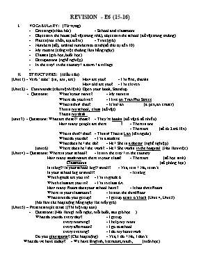 Đề ôn thi kiểm tra học kì I Tiếng anh lớp 6 - Năm học 2015-2016